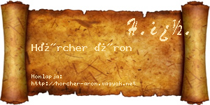 Hörcher Áron névjegykártya